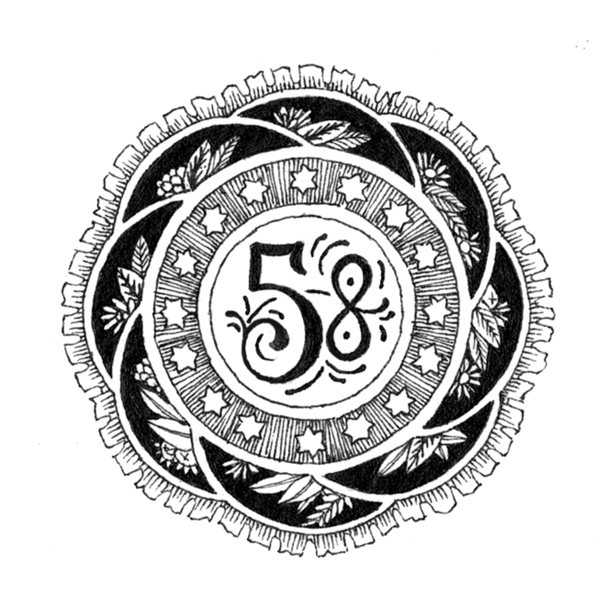 stamp-format botanical line illustration