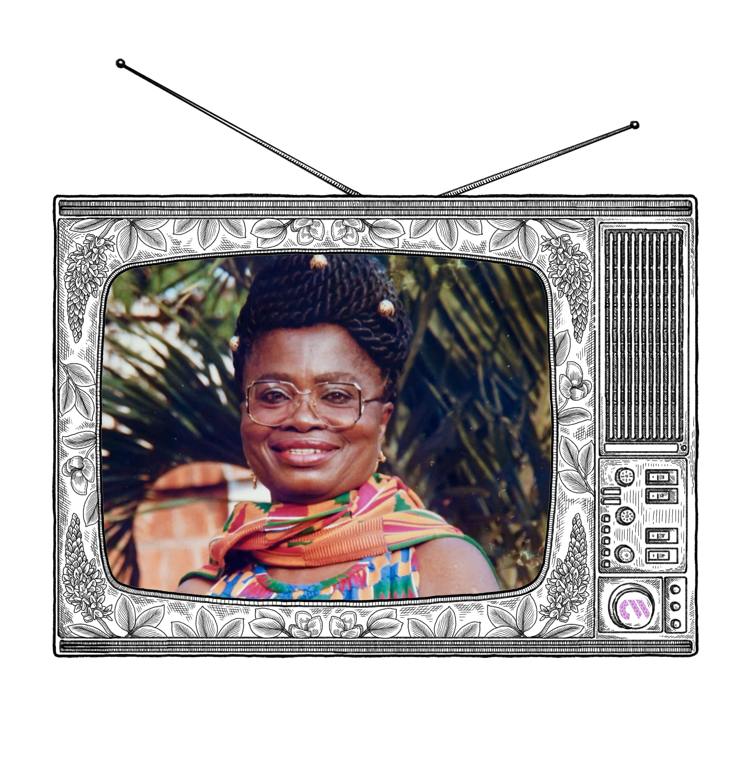 TV illustrated portrait of Marian Addy