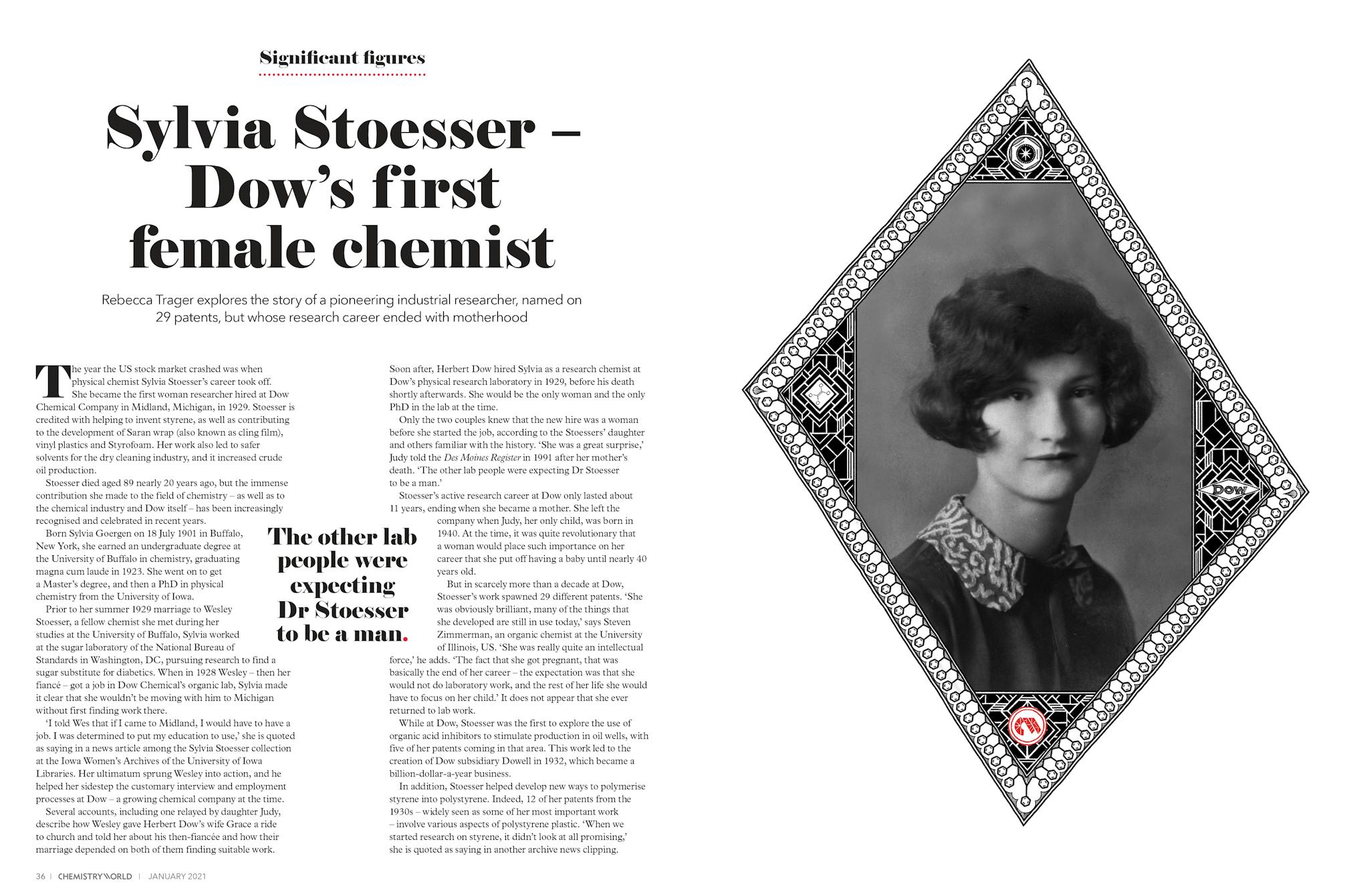 Entire article of Chemistry World about  Sylvia Stoesser