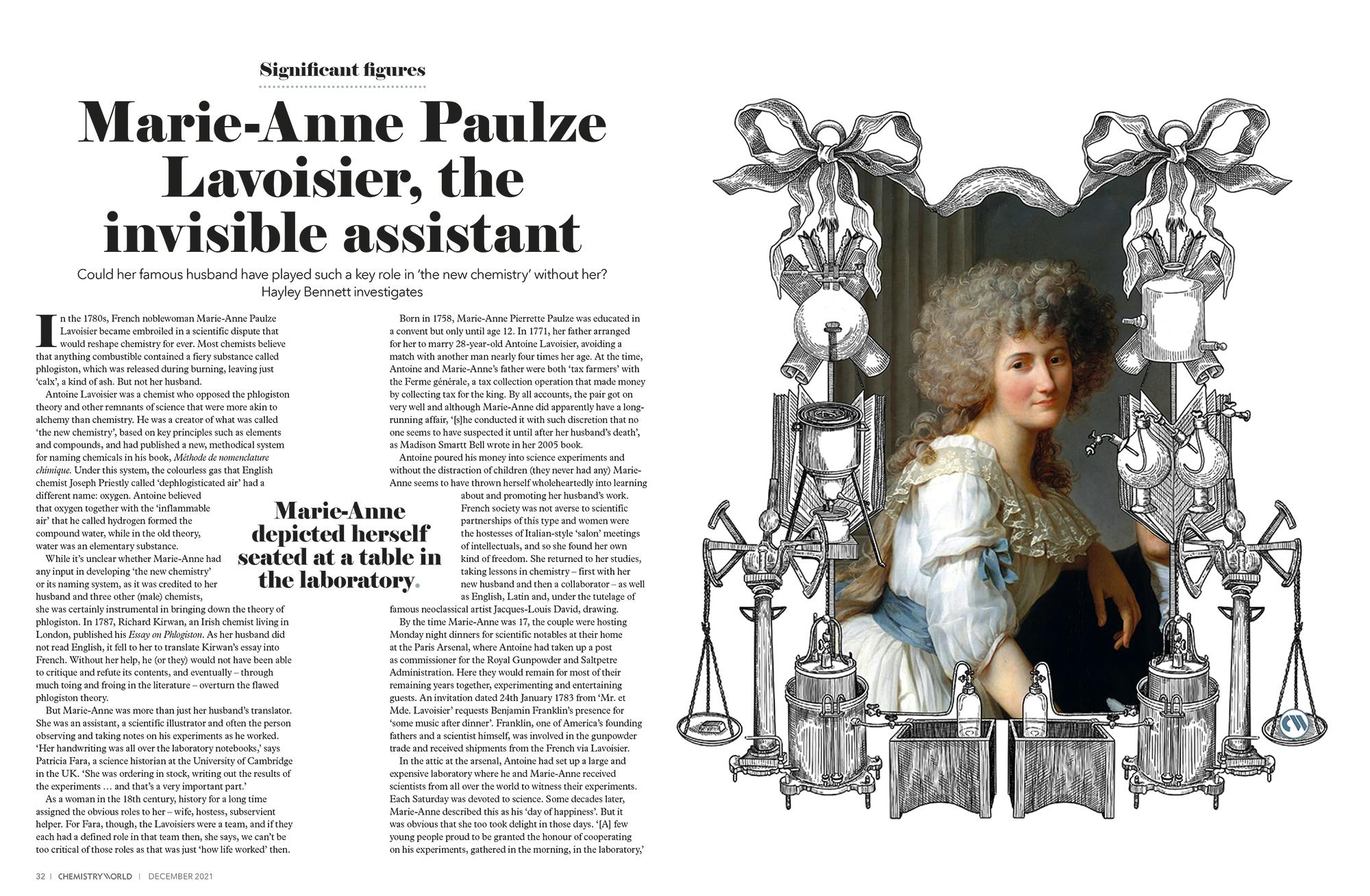 Royal Society of Chemistry article about Marie-Anne Paulze Lavoisier. illustrated frame